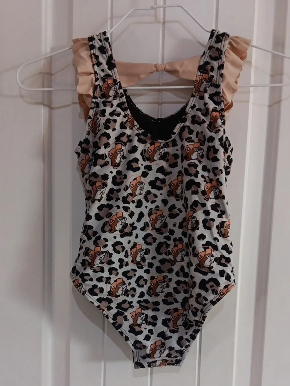Buc-ee’s Leopard Print Ruffle Bow Swimsuit Size 5T